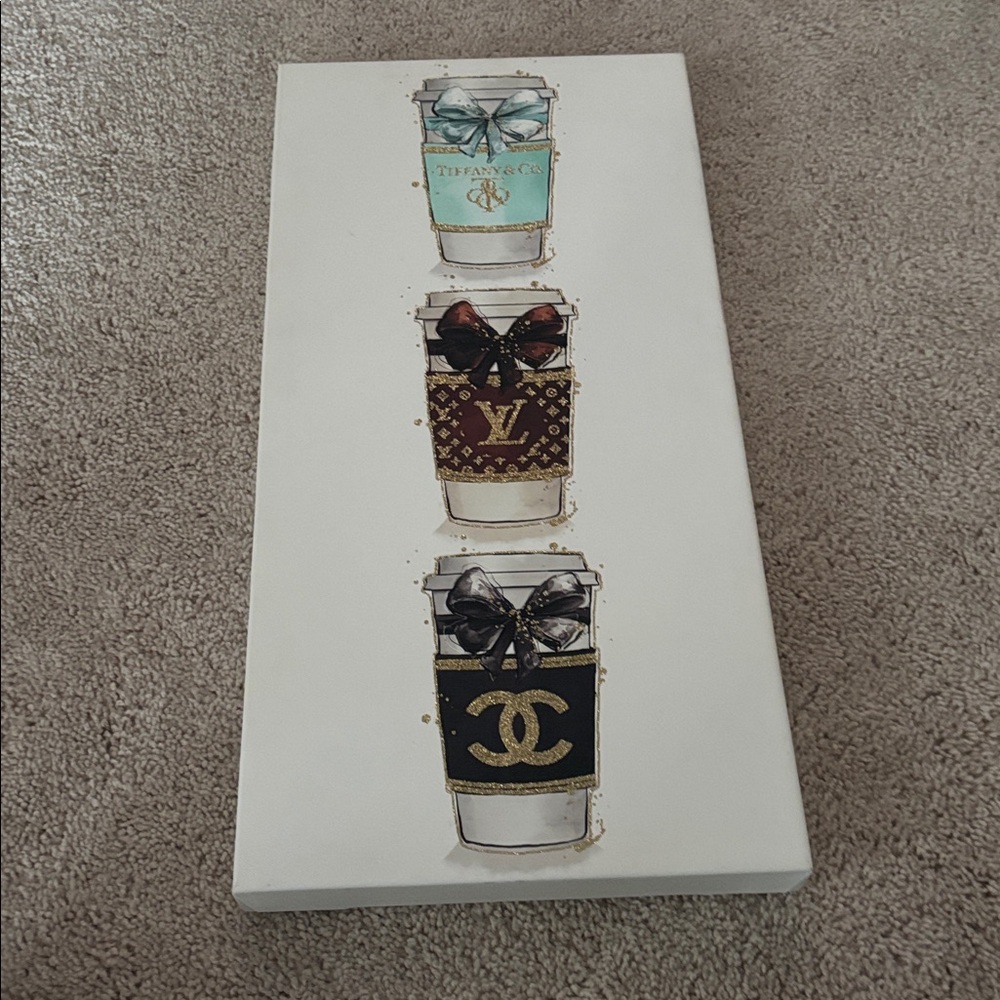 Louis Vuitton Coffee Cup Wall Art - Black, Gold, Brown